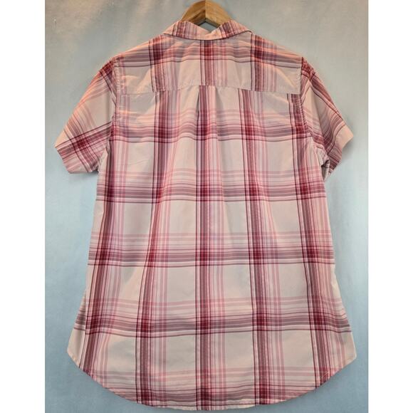 Eddie Bauer Hikiing Outdoors Pink Plaid Button Down Shirt womens Large - Picture 6 of 9